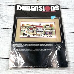 Vintage 1986 Dimensions Amish Farm 3615 Counted Cross Stitch Kit USA New Sealed
